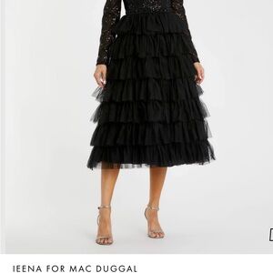 Ieena for Mac Duggal Black Tiered Dress